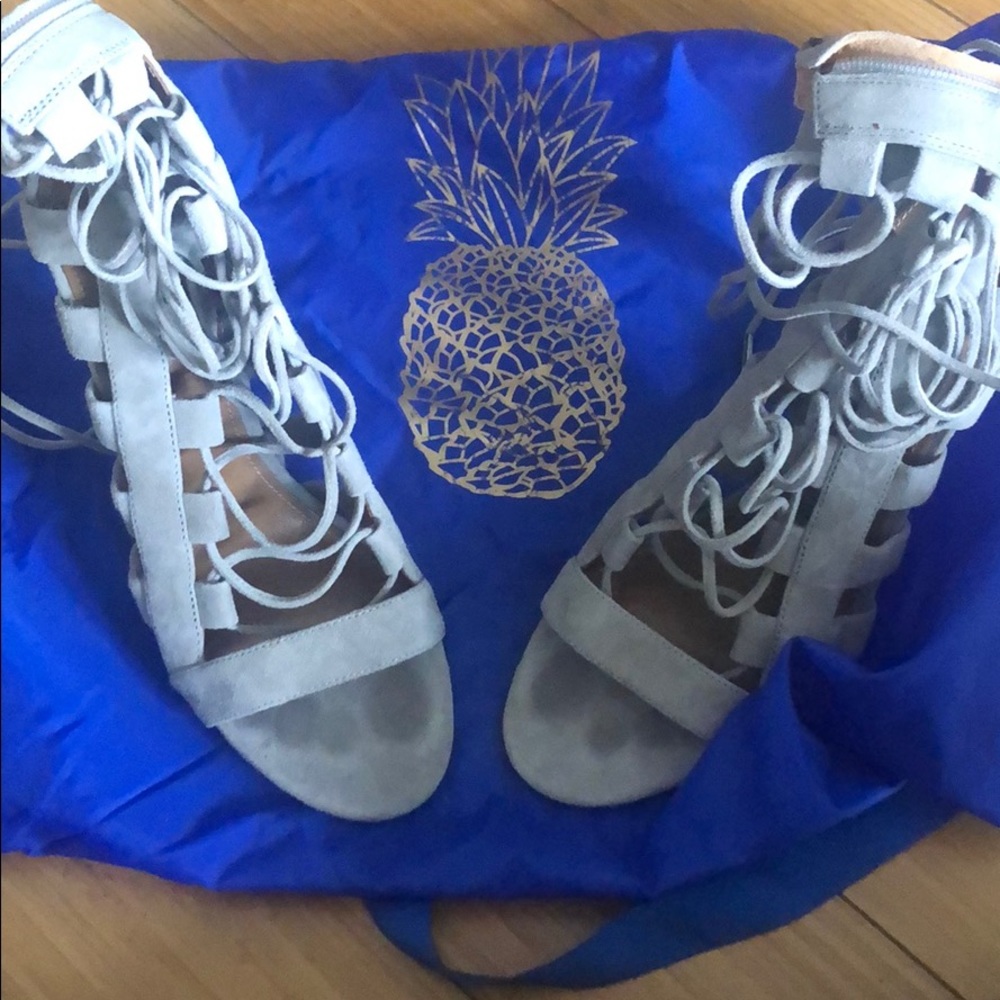 Aquazzura Grey Suede lace Up Heels - Picture 9 of 9
